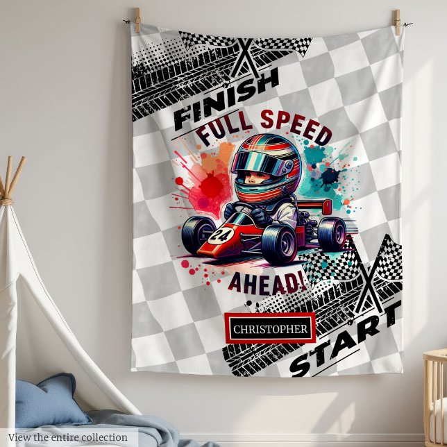 Snabb vattenfärgsformel 1 sportbilsblanket fleecefilt (Fast Watercolor Formula 1 Sport Car Boy Blanket)