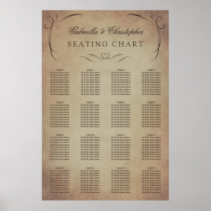 Snabb Vintage Sätesdiagram för Bröllop 16 Bord Poster