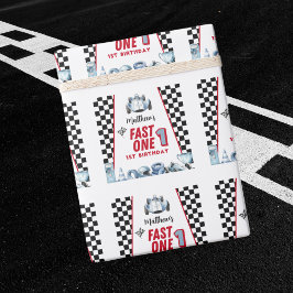 Snabba Ett 1-års födelsedag Pojke Racingbil  Presentpapper