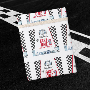 Snabba Ett 1-års födelsedag Pojke Racingbil Presentpapper