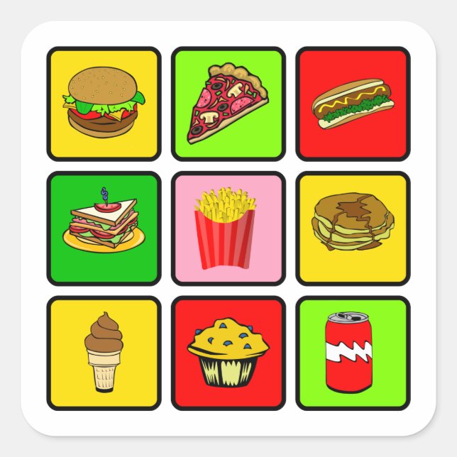 Snabba livsmedelspunkterare fyrkantigt klistermärke (Framsida)