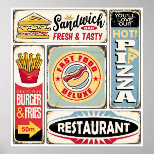 Snabba matrestauranger och restauranger för matbut poster