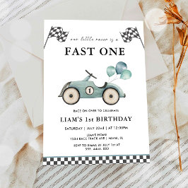 Snabba Racerbilar Pojkar 1-årsdag Inbjudningar