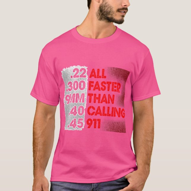 Snabbare än anrop till 911 2nd ändring Gun-Höger T Shirt (Framsida)