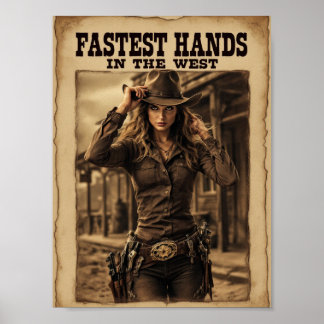 Snabbaste Händer i Väster - Legendary Cowgirl Väst Poster