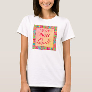 Snabbblockera Art Eat Pray Quilt Gult Orange Ombr T-shirt