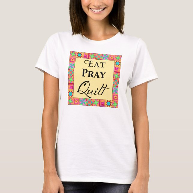 Snabbblockera Art Gräns Art Eat Pray Quilt-Gult Tröja (Framsida)