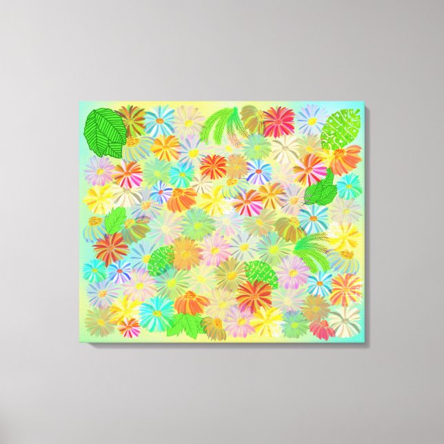 SNABBFLÖDEN OCH FLOMMAR AV TROPISKT LÖV VATTENFÄRG CANVASTRYCK (Framsida)