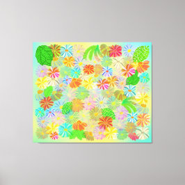 SNABBFLÖDEN OCH FLOMMAR AV TROPISKT LÖV VATTENFÄRG CANVASTRYCK