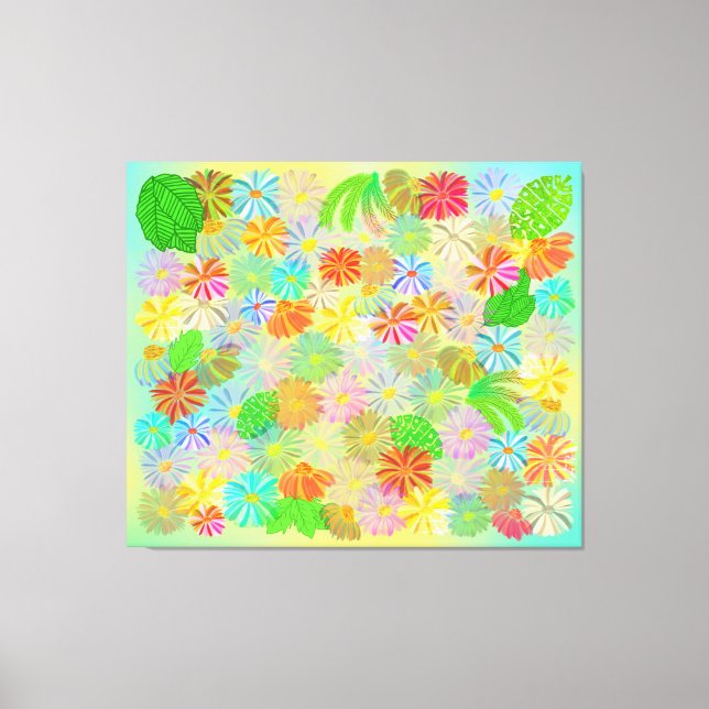 SNABBFLÖDEN OCH FLOMMAR AV TROPISKT LÖV VATTENFÄRG CANVASTRYCK (Framsida)