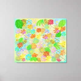 SNABBFLÖDEN OCH FLOMMAR AV TROPISKT LÖV VATTENFÄRG CANVASTRYCK