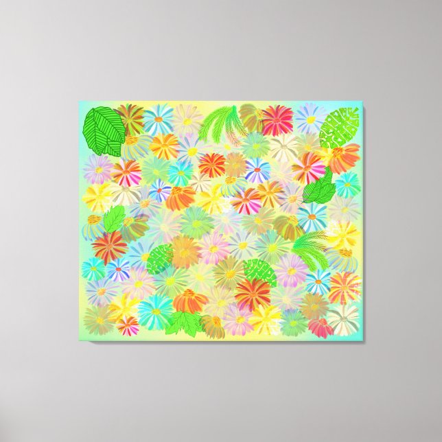 SNABBFLÖDEN OCH FLOMMAR AV TROPISKT LÖV VATTENFÄRG CANVASTRYCK (Framsida)