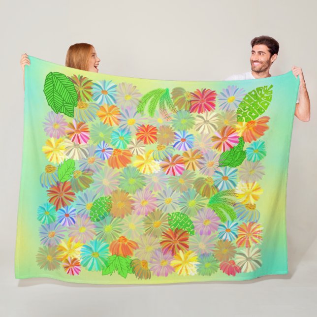 SNABBFLÖDEN OCH FLOMMAR AV TROPISKT LÖV VATTENFÄRG FLEECEFILT (På plats)