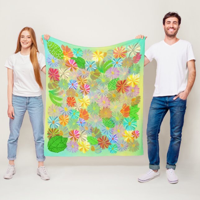 SNABBFLÖDEN OCH FLOMMAR AV TROPISKT LÖV VATTENFÄRG FLEECEFILT (På plats)