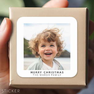 Snabbfotogalleriet, vitt gräns God jul Fyrkantigt Klistermärke