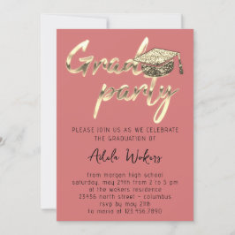 Snabbhämtning Studentfest Guld Kopp Ro Inbjudningar