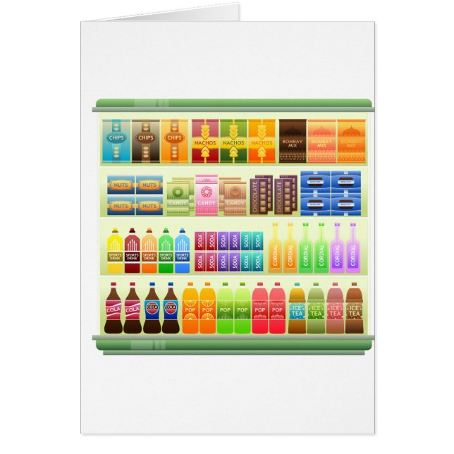 snabbköpshyllprodukter snacks hälsningskort (Framsidan)