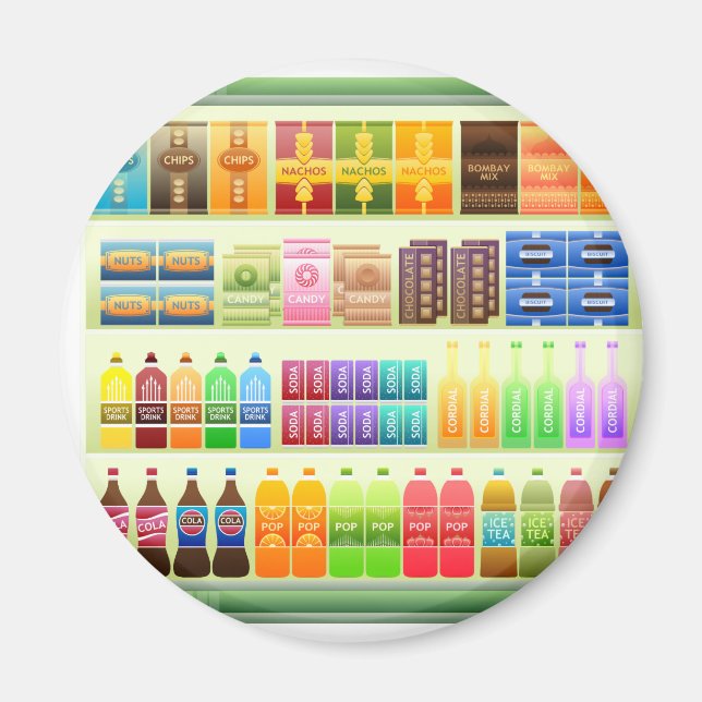 snabbköpshyllprodukter snacks magnet (Framsidan)
