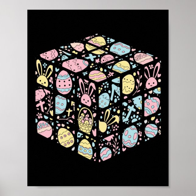 Snabbkub Kanin Påskägg Påskdag Pojkar Mäns K Poster (Framsidan)
