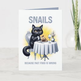 Snabbmat är fel Rolig svart katt mat skämt Kort