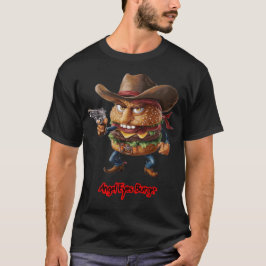 Snabbmat Burgare på svart T Shirt