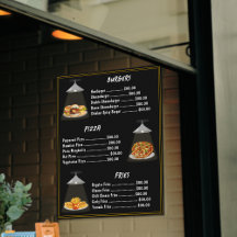Snabbmat Burgare | Pizza | Pommes Meny Lista Svart