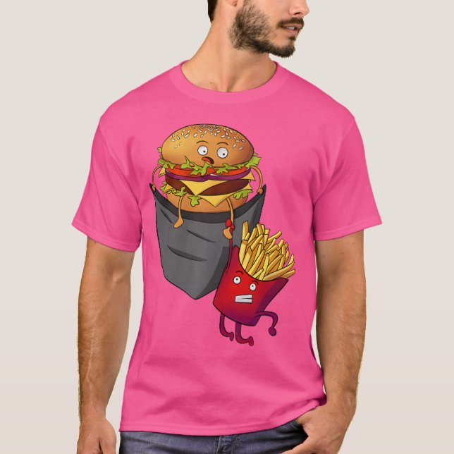 Snabbmat I Ficka Pommes Frites Burger Pot T Shirt (Framsida)