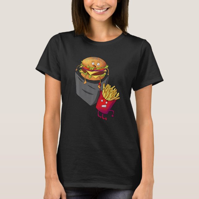 Snabbmat i Pocket Fries Burger Pommes Frites Pot T Shirt (Framsida)