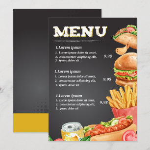 Snabbmat restaurang meny