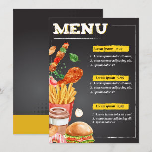 Snabbmat restaurang meny