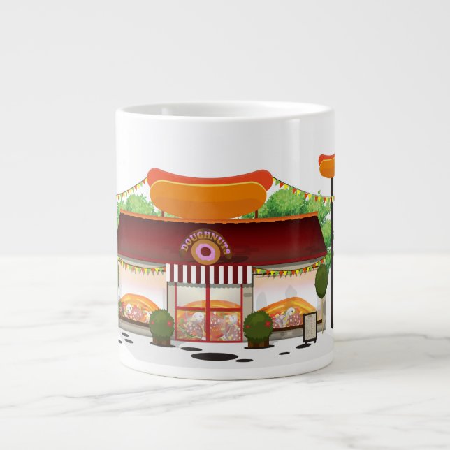 Snabbmat Restaurang Tecknad Film Jumbo Mugg (Framsidan)