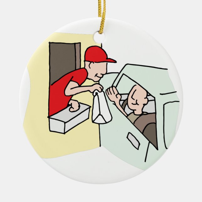 Snabbmatdrev till och med fönster julgransprydnad keramik (Framsidan)