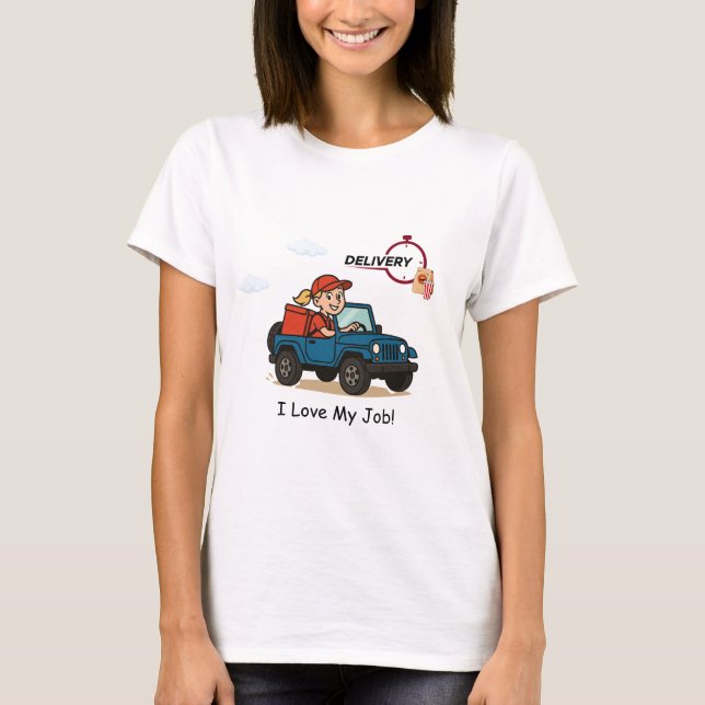 Snabbmatleveransförare  Tecknad design T Shirt (Framsida)