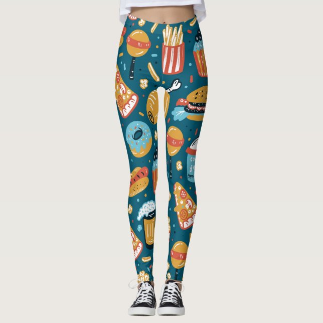 Snabbmatsikoner: Vintage Doodles Leggings (Framsida)