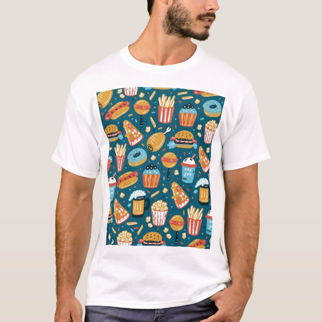 Snabbmatsikoner: Vintage Doodles T Shirt (Framsida)