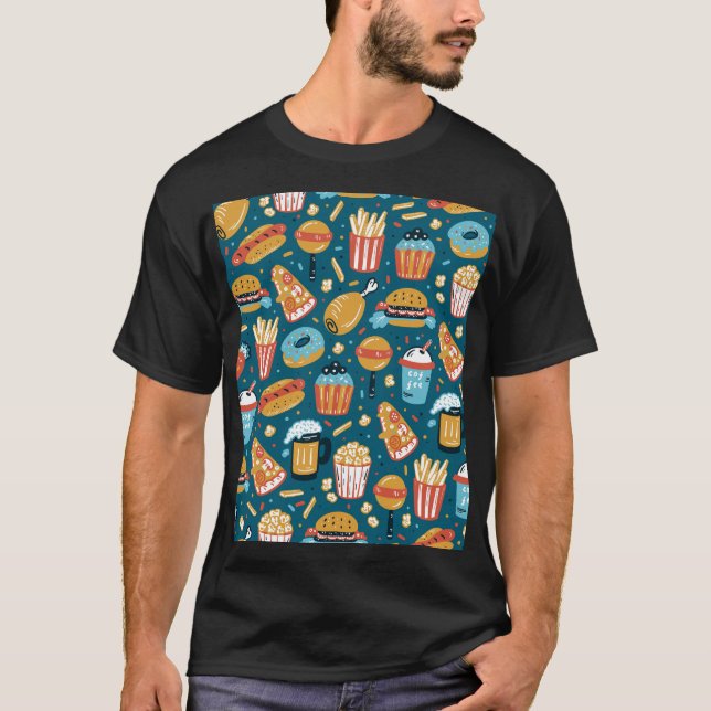 Snabbmatsikoner: Vintage Doodles T Shirt (Framsida)