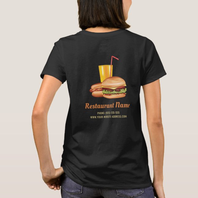 Snabbmatskedja för hamburgare med egen logotyp t shirt (Baksida)