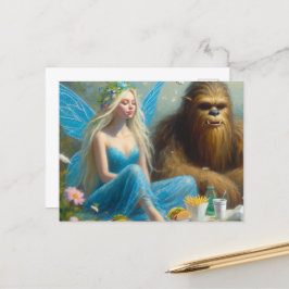 Snabbmatspiknik med Sasquatch och feen Vykort