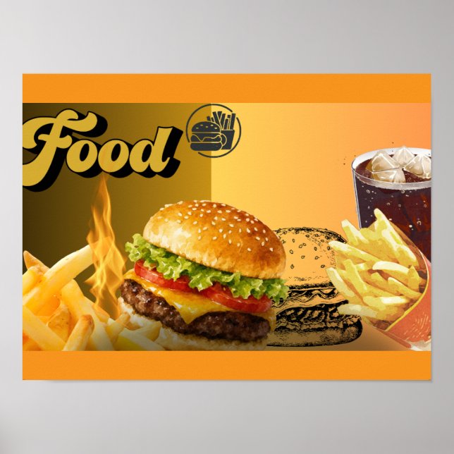 Snabbmatsrestaurang Burger Poster - God Måltid (Framsidan)