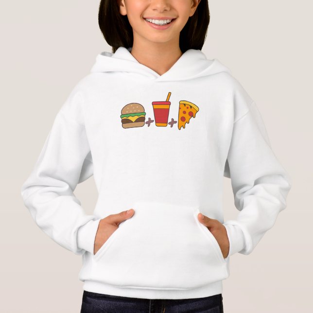 Snabbmatstrio: Burger, Läsk, Pizzabit i Fet Stil T Shirt (Framsida)