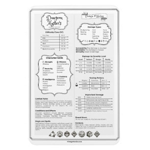 Snabbreferenshandbok för Dnd 5e Dungeon Master Magnet