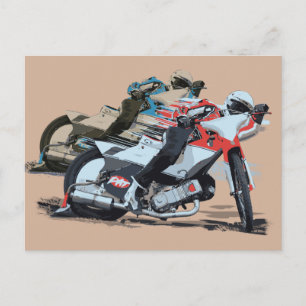 Snabbrött motorcyklar vykort