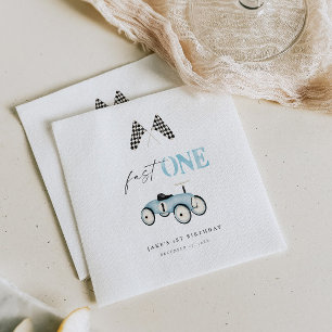 Snabbt 1 Retrobil, rand på blå Pappersservett