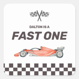 Snabbt 1 Tävling-bils första födelsetäljare Fyrkantigt Klistermärke