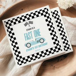 Snabbt en blå Tävling-bil 1:a födelsedag Party Pappersservett