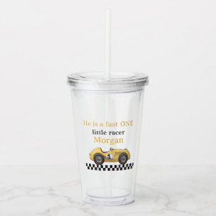 Snabbt en Gult Tävling bil - barn - första Födelse Take Away Mugg