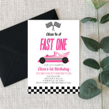 Snabbt en Rosa Flame Tävling-bil 1:a födelsedag Pa