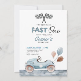 Snabbt en vattenfärgsbil och ballonger första föde inbjudningar