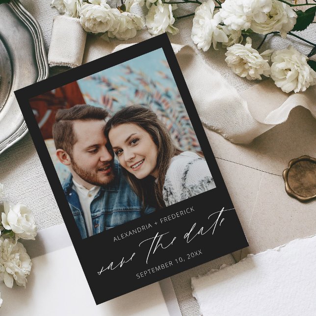 Snabbt fotosvart Chic Spara datum Inbjudningar (Skapare uppladdad)