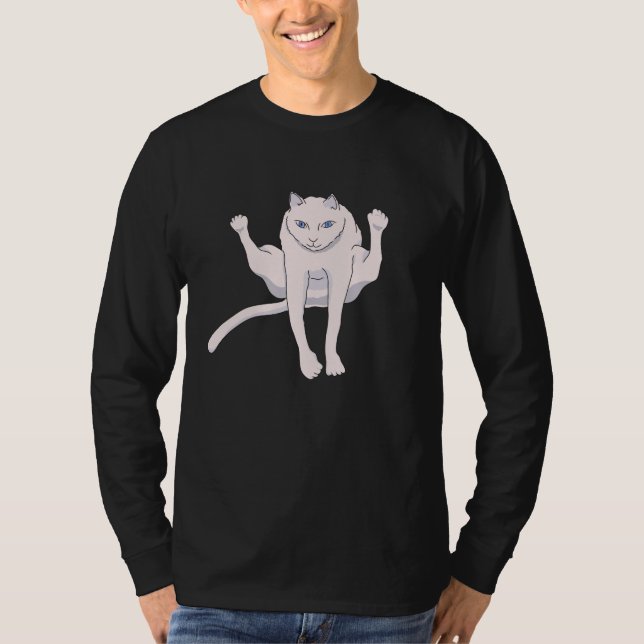 Snabbt hoppa över idrottsman vit katt T-Shirt (Framsida)
